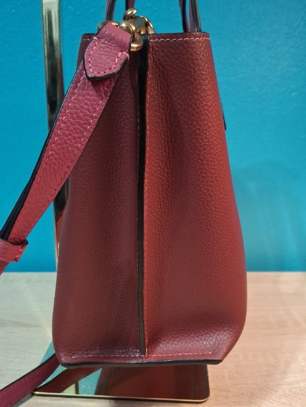 Coach Willow Leather Tote in Wine/berry with Gold Hardware Includes Dust Bag